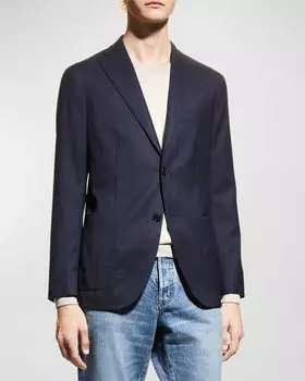 Мужской пиджак из однотонной шерсти Boglioli, цвет Navy-0780