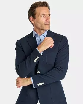 Мужской пиджак классической вязки однотонной вязки Spagnolo, темно-синий