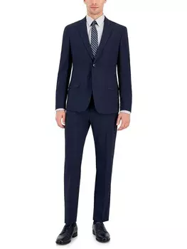 Мужской пиджак с двумя пуговицами для деловой карьеры Armani Exchange, цвет Navy Plaid