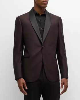 Мужской пиджак с геометрическим рисунком Emporio Armani, цвет Solid Black