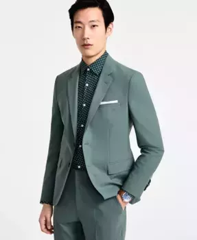 Мужской пиджак современного кроя из шерстяной смеси Hugo Boss, зеленый