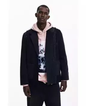 Мужской пиджак в стиле пэчворк Desigual, черный
