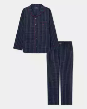 Мужской пижамный комплект из ткани в клеточку с длинными брюками Hackett, зеленый