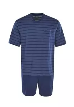 Мужской пижамный комплект - короткая, с коротким рукавом, климат-лайт, микс хлопка hajo, синий