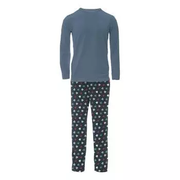 Мужской пижамный комплект с длинными рукавами в цвете Pine Happy Gumdrops KICKEE