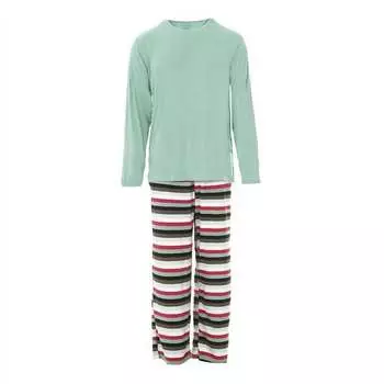 Мужской пижамный комплект с длинными рукавами в рождественскую разноцветную полоску KICKEE, цвет christmas multi stripe