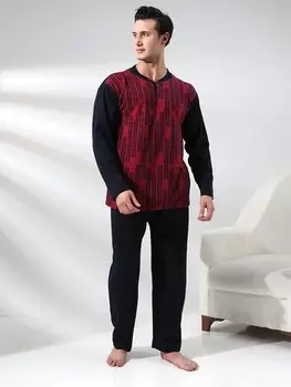 Мужской пижамный комплект с круглым вырезом Gne, бургундия