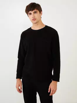 Мужской пижамный топ из флиса с круглым вырезом и длинными рукавами с вышивкой LCW Dream