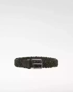 Мужской плетеный кожаный ремень Adolfo Dominguez, темно-зеленый