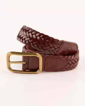 Мужской плетеный кожаный ремень коричневого цвета El Ganso, коричневый