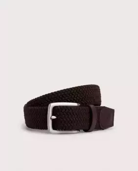 Мужской плетеный ремень с кожаными деталями Faonnable, коричневый