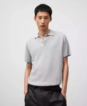 Мужской поло Regular Fit с фактурной вязкой Adolfo Dominguez, светло-серый