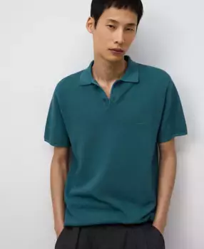 Мужской поло Regular Fit с фактурной вязкой Adolfo Dominguez, цвет Aguamarina