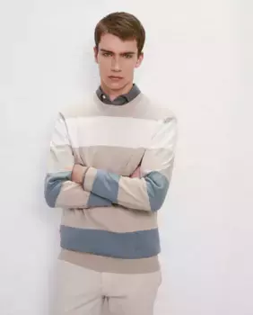 Мужской полосатый свитер Easy Wear, цвет Piedra