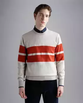 Мужской полосатый свитер с грудью и рукавами Paul & Shark, бежевый