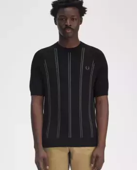 Мужской полосатый свитер с круглым вырезом Fred Perry, чёрный