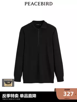 Мужской повседневный свитер Peacebird с лацканами и длинными рукавами, черный
