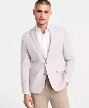 Мужской приталенный клетчатый спортивный пиджак Bar III, белый