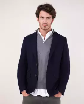 Мужской приталенный пиджак из однотонной шерсти El Ganso, тёмно-синий