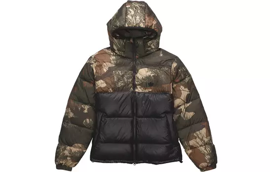 Пуховик Adidas originals Down Regen Camo Coat, черный/камуфляж