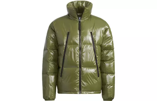 Пуховик adidas originals Stand Collar Solid Color Sports Down Jacket Green, зеленый
