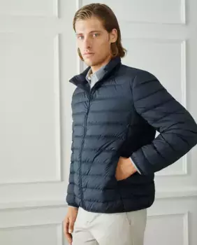 Мужской пуховик из переработанного полиэстера и натурального пера Emidio Tucci, темно-синий