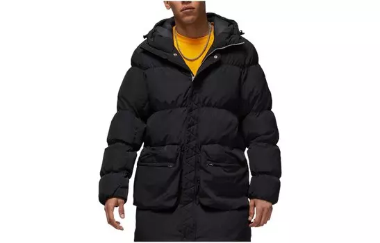 Пуховик Air Jordan Logo Zipper Mid-Length Down, черный