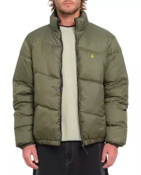 Мужской пуховик на молнии зеленого цвета Volcom, темно-зеленый