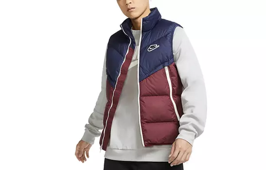 Мужской пуховик Nike, цвет navy blue and red color matching