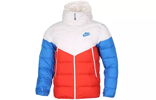 Мужской пуховик Nike, Красный/Синий//Соответствие Белого Цвета