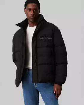 Мужской пуховик оверсайз с монограммой Calvin Klein Jeans, черный