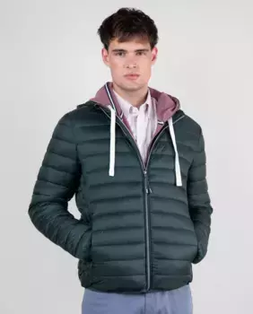 Мужской пуховик с капюшоном и застежкой-молнией El Ganso, темно-зеленый