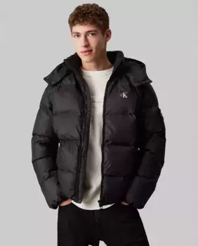 Мужской пуховик с регулируемым капюшоном Calvin Klein Jeans, черный