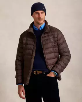 Мужской пуховик с высоким воротником, больших размеров Polo Ralph Lauren, коричневый
