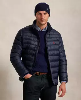 Мужской пуховик с высоким воротником, больших размеров Polo Ralph Lauren, темно-синий