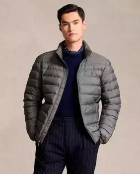 Мужской пуховик с высоким воротником Polo Ralph Lauren, цвет Gris Metalizado