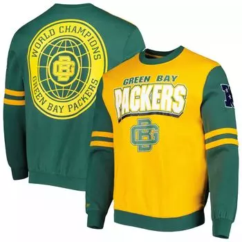 Мужской пуловер Mitchell & Ness Green Green Bay Packers All Over 2.0