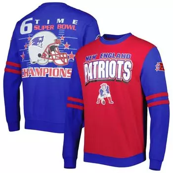 Мужской пуловер Mitchell & Ness Red/Royal New England Patriots Big & Tall Gridiron Classics