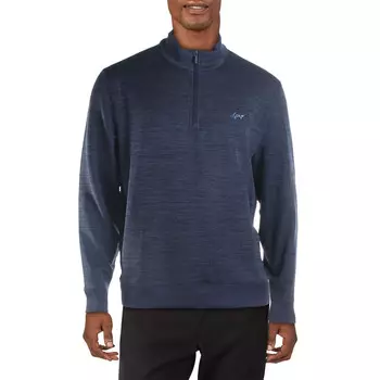 Мужской пуловер на молнии 1/4 с узором «елочка» на молнии 1/4 Greg Norman, цвет Basic Navy