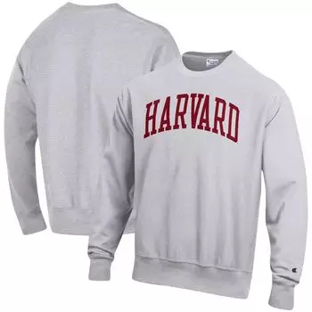 Мужской пуловер обратного плетения Harvard Crimson Arch с меланжевым рисунком серого цвета Champion