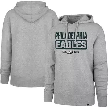 Мужской пуловер с капюшоном '47 Heather Grey Philadelphia Eagles Box Out Headline