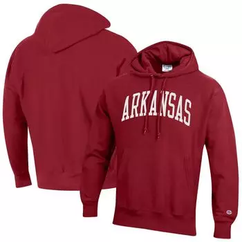Мужской пуловер с капюшоном Cardinal Arkansas Razorbacks Team Arch обратного переплетения Champion