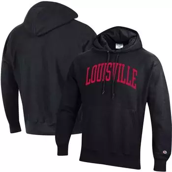 Мужской пуловер с капюшоном черного цвета Champion Louisville Cardinals Team Arch обратного переплетения