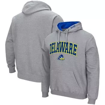 Мужской пуловер с капюшоном Colosseum Heathered Grey Delaware Fightin' Blue Hens Arch & Logo 3.0, цвет Del Grey