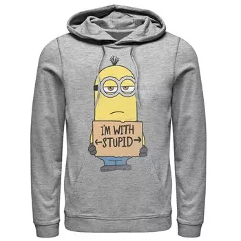 Мужской пуловер с капюшоном Despicable Me Minions Kevin I'm With Stupid Licensed Character