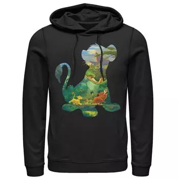 Мужской пуловер с капюшоном Disney The Lion King Simba Silhouette Timon Pumbaa Zazu Licensed Character