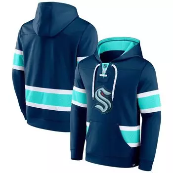 Мужской пуловер с капюшоном Fanatics Deep Sea Blue Seattle Kraken Powerplay Warrior