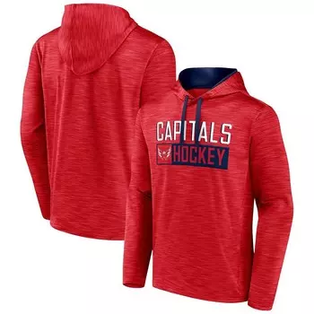 Мужской пуловер с капюшоном Fanatics Heather Red Washington Capitals с капюшоном для бритья, цвет Cap Red