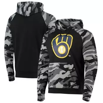 Мужской пуловер с капюшоном FOCO Black Milwaukee Brewers Camo Raglan