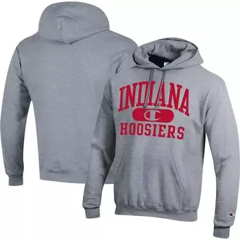 Мужской пуловер с капюшоном Heather Grey Indiana Hoosiers Arch Pill Champion